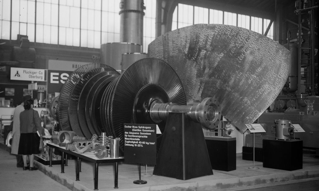 Stand der Escher Wyss an der MUBA, 1954.  ETH-Bibliothek Zürich, Bildarchiv / Fotograf: Comet Photo AG (Zürich) / Com_M03-0115-0005