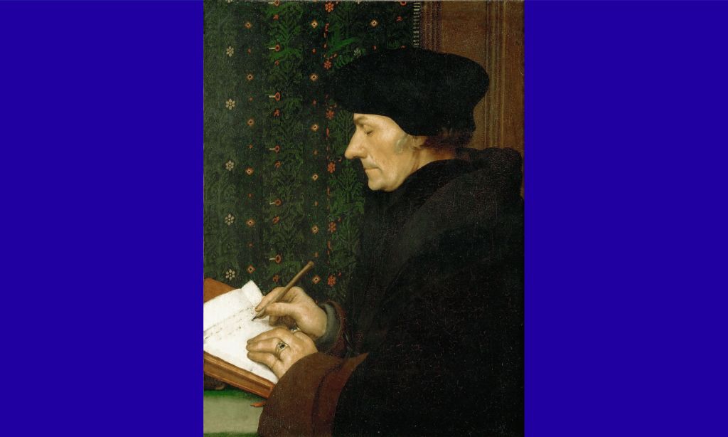 Bildnis des schreibenden Erasmus von Rotterdam, 1523.  Hans Holbein d. J. Kunstmuseum Basel