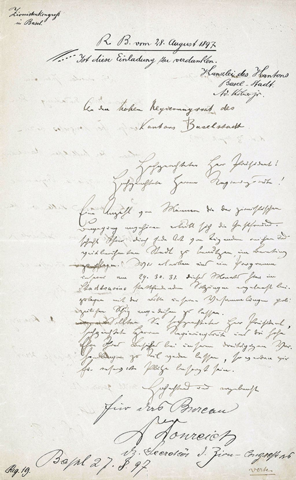 Einladung Regierungsrat, 1897