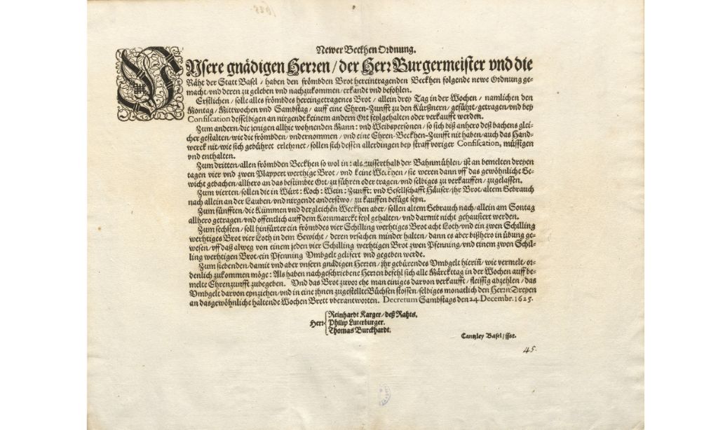 Mandat vom 24.12.1625. Staatsarchiv Basel-Stadt. STA Bf 1 A 4-6