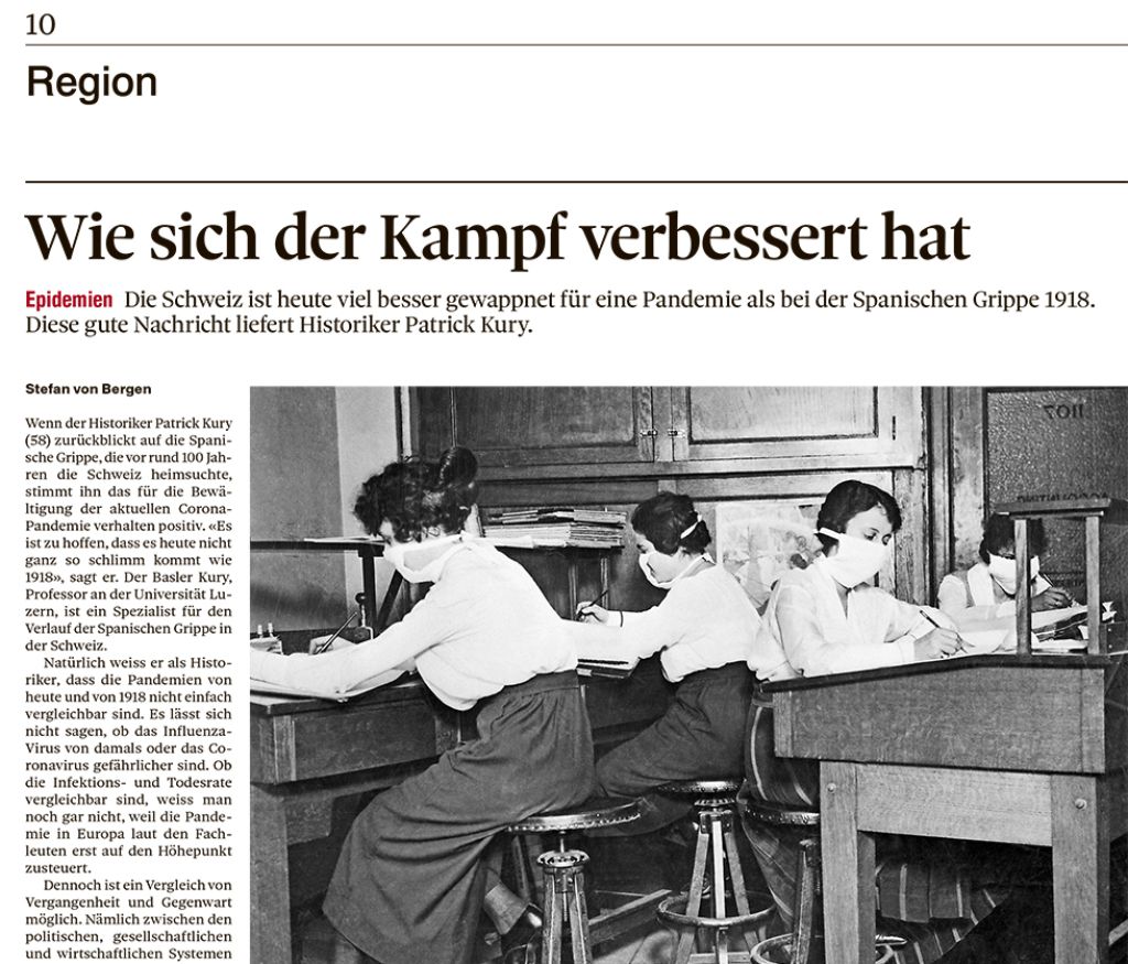 Medienbeiträge Spanische Grippe in Zeiten von Corona