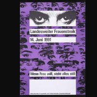 Plakat:  "Landesweiter Frauenstreik - 14. Juni 1991 - Aktionskomitee Frauenstreik und Schweizerischer Gewerkschaftsbund" Schweizerisches Sozialarchiv