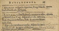 Caspari Bauhini Basil. Archiatri Catalogus plantarum circa Basileam sponte nascentium (…), mit handschriftlichen Anmerkungen von Werner de Lachenal. S. 95